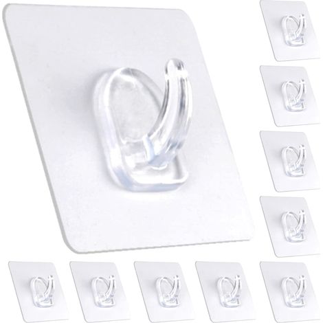 Ganchos autoadhesivos, ganchos universales de alta resistencia, 9 kg (máx.), impermeables y resistentes al aceite, removibles, paquete de 20 ganchos sin costuras, ganchos de pared reutilizables para c (1/5)