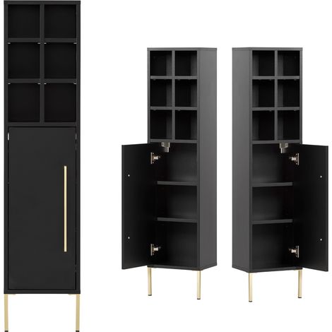 Highboard Badezimmer SARAY-80 in schwarz, B/H/T: 30,5/131/22 cm (1/5)
