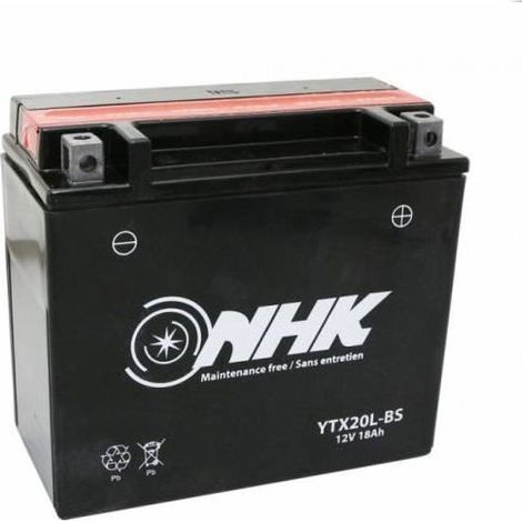 Batterie 12v 18ah ytx20l-bs nhk sans entretien livree avec pack acide (qualite premium)