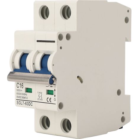 Disjoncteur DC 2P 16A protection surcharge rail DIN pour système solaire photovoltaïque DC500V (1/5)