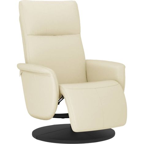 Fauteuil de Salon,Chaise,Fauteuil inclinable avec repose-pieds crème similicuir CFW354520 (1/5)