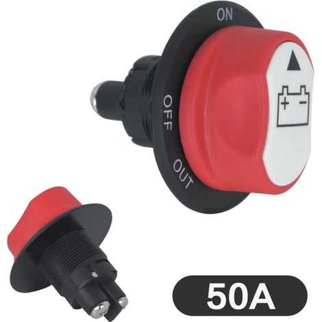Interrupteur de batterie pour camping-car 50 A, interrupteur de commande d'alimentation pour yacht, interrupteur de batterie pour moto et voiture (1/2)