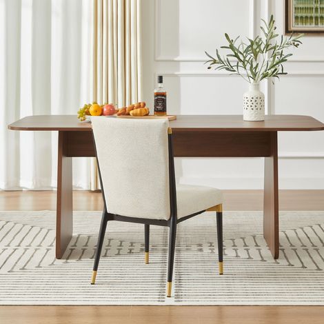 Set di sedie 49x599x85cm 2 pezzi dettagli nero e oro cuscino crema tessuto beige per Ristorante e cucina (1/5)