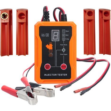 Testeur d'injecteurs, kit de test et de nettoyage d'injecteurs de carburant avec 4 adaptateurs, quatre modes de sortie de signal d'impulsion, outil de test d'injecteurs de carburant automobile (1/5)