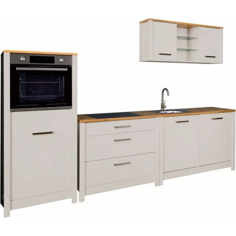 Cucina Modulare Beige Rovere 300 cm 4 Mobili Colonna Pensile (1/5)