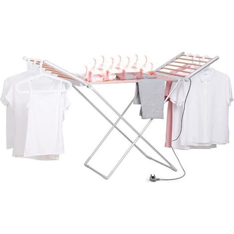 Etendoir Chauffant Chauffant Pliable, Seche Linge Electrique 230 W avec Ailes, Sèche-Serviettes Intérieur Extérieur, Séchoirs A588