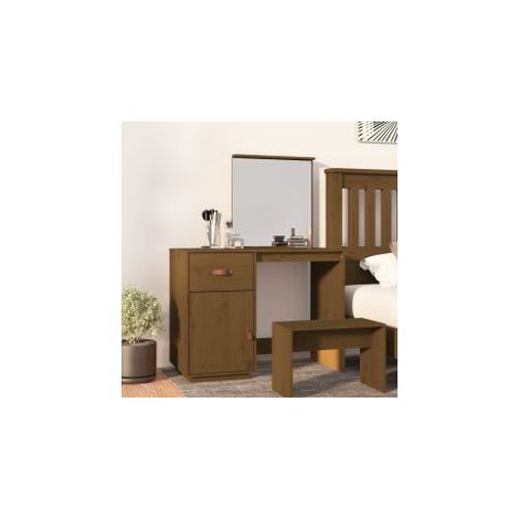 Coiffeuse Marron miel 95x50x134 Bois de pin massif (1/5)