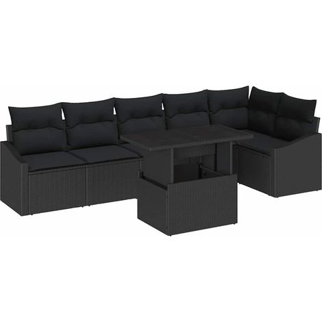 Maison Exclusive - Set Divano da Giardino con cuscino con archiviazione 7 pcs Nero