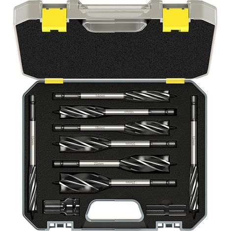 Juego de brocas para madera: 8 brocas para madera con vástago hexagonal de 1/4 de pulgada incluidas: 10 mm/12 mm/14 mm/16 mm/18 mm/20 mm/22 mm/25 mm (1/5)