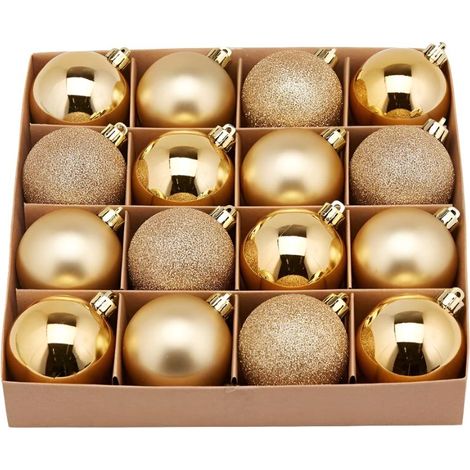 Palline per albero di Natale colore oro tinta unita in PVC decorazione natalizia -4 palline da Ø 10 cm (1/3)
