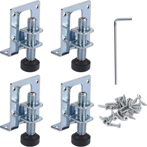 Juego de 4 patas ajustables M10 para muebles, patas ajustables para muebles, patas niveladoras de alta resistencia con llave hexagonal y 24 tornillos para mesas, armarios, bancos de trabajo y más. (1/5)