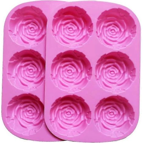 Set mit 2 großen Rosenblüten-Eiswürfel-Schokoladen-Seifenformen aus Silikon für Partys