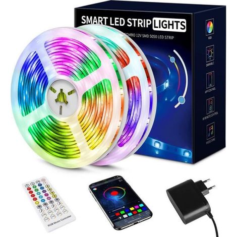 Bande lumineuse LED - - 10m - Multicolore - Télécommande - Intérieur (1/5)