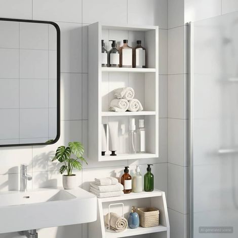 vidaXL Armadio da bagno a muro Bianco 30 x 10 x 60,5 cm