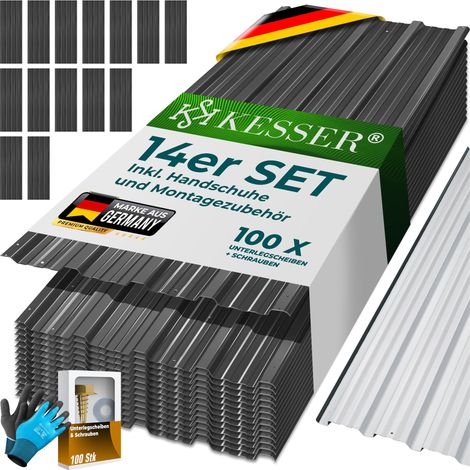 KESSER® Chapa trapezoidal perfilada, galvanizada, 7 m² - Antracita (1/5)