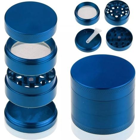 Broyeur à Herbes 4 Étage Détachable en Alliage de Zinc Portable pour Épices et Tabac Bleu Homme (1/5)