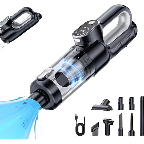 Aspirateur sans fil portable, Puissance d'aspiration 18000Pa, Chargement USB, Capacité de la batterie 6000mAh, Temps de charge 4,5 heures, Volume du réservoir à poussière 0,3-0,4L (1/5)