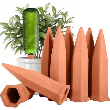 Gießtrichter aus Ton, 8er-Set automatische Bewässerungssysteme, Tropfbewässerungsset für Topfpflanzen, Pflanzenbewässerung für Garten, Zimmerpflanzen und Blumen (1/5)