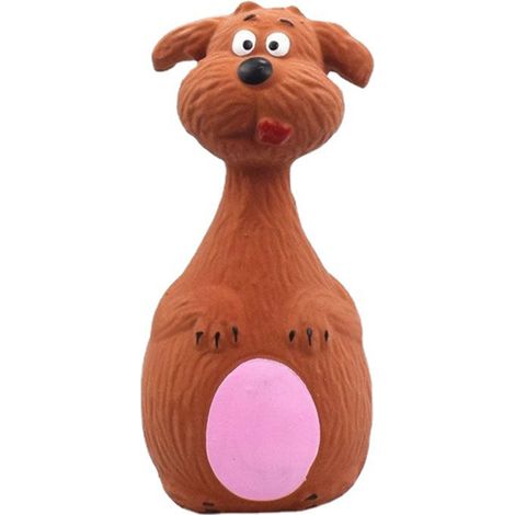 Interaktives Kauspielzeug aus Latex für Hunde, Cartoon-Design, bissfest, braune Farbe. (1/5)