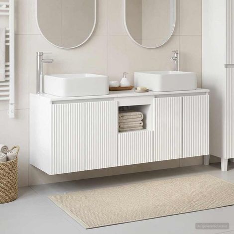 vidaXL Bathroom Cabinet Set 3 pcs High Gloss White 135 x 35 x 80 cm (1/5)