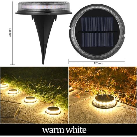 (12 lampes solaires de jardin - 17 LED blanc chaud) Décoration extérieure, 12 LED, étanches, compatibles avec cour, allée, pelouse, terrasse (1/5)