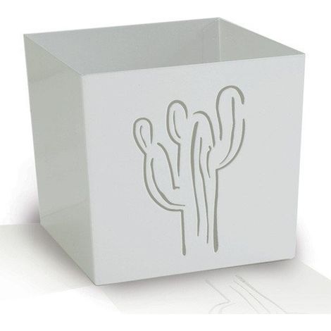 Alubox kalì portavaso cactus, acciaio, bianco, 13x13x12 cm