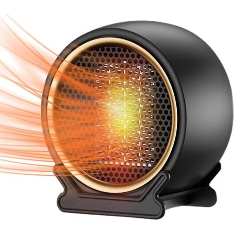 Electric fan heater, PTC 1200 W, silent, 2 heat settings, energy saving, quiet operation, overheat protection (black) (1/5)