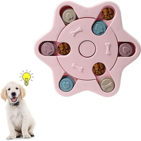 Jouet intelligent pour chien, ralentit la prise alimentaire, gamelle anti-gloutonnerie, améliore l'intelligence du chien, cadeau pour chien (rose) (1/5)