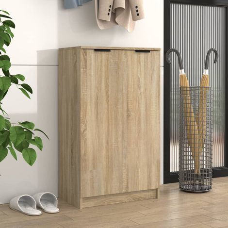 Meuble à Chaussures Armoire à Chaussures Meuble d'entrée Chêne sonoma 59x35x100cm Bois d'ingénierie 66029 (1/5)