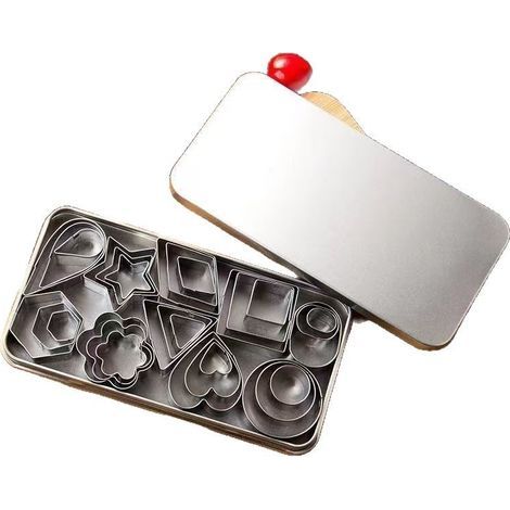 30 Mini-Ausstechformen, Weihnachtsplätzchenausstecher, zehn Formen in jeweils drei Größen, geeignet für selbstgemachte Kuchen und Geburtstagsplätzchen, Quadrat, Kreis, Dreieck, Raute usw. (1/5)