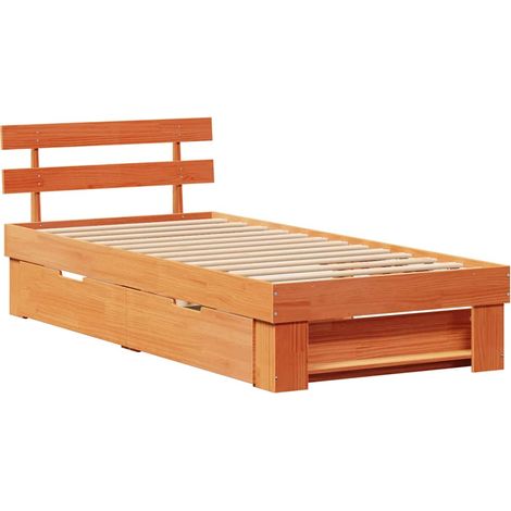Estructura de cama con cabecera Marrón cera 100 x 200 cm vidaXL (1/5)