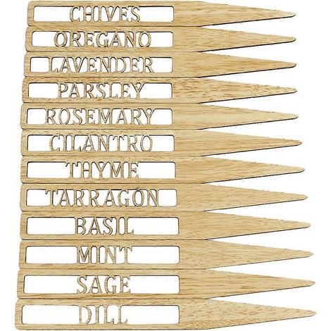 12 Pflanzenetiketten mit Hohlbuchstaben, Gartenstecker, Holzschilder für Kräuter, Topfpflanzen, Blumen und Gemüse