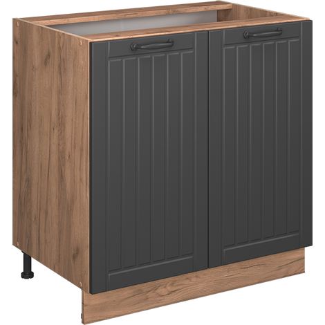 Mobiletto base cucina Fame-Line, Grigio scuro, 80 cm con ripiano, senza piano di lavoro, Vicco