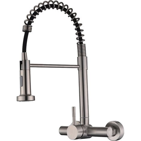 Robinets de cuisine en acier inoxydable 304, rotation à 360°, robinets eau chaude/eau froide, finition brossée, différents styles au choix (1/5)