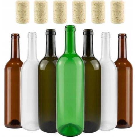 Bouteille Vin - 0 75 L - Vert Olive Ou Transparent - Hauteur 29 Cm - Diamètre Goulot 18 Mm - Lot De 10 (1/5)