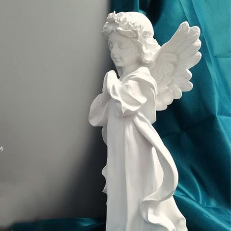 Engelsfigur, betende Statue – Gips – Weiß – Für den Innenbereich (1/4)