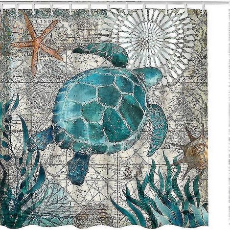 Rideau de douche - Motif Océan Bleu, Qualité Supérieure, Imperméable, Anti-moisissure, Impression Numérique 3D, Avec 12 Anneaux de Rideau de Douche, Dimensions 180 x 180 cm (1/5)