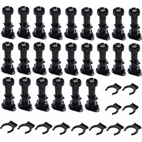 Pieds d'armoire 24 pièces, pieds de meubles, pieds de meubles réglables, base avec clips pour meubles, armoires et canapés (80 mm-100 mm) (1/5)