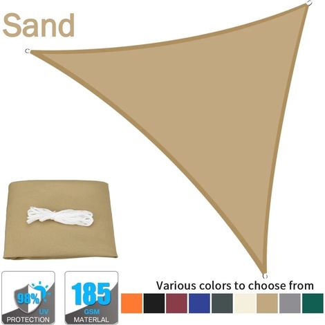 (Jaune sable, 500 x 500 x 500 cm) Voile d'ombrage triangulaire imperméable, tente de piscine pour terrasse extérieure (1/5)