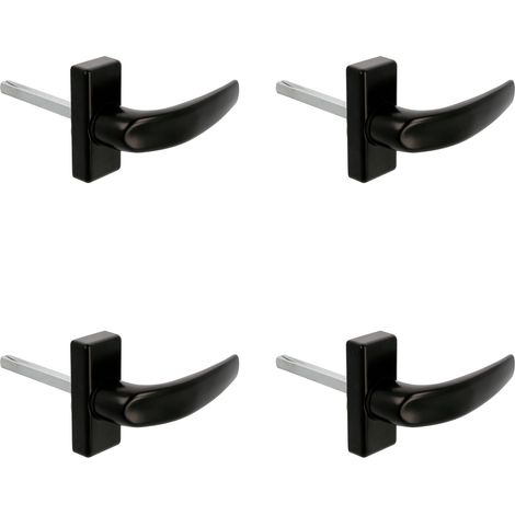 Lot de 4 poignées de porte avec rosace - Mod. DELTA - 121 x 72 mm - Carré de 8 mm - Design élégant et épuré - Poignée ergonomique - Aluminium noir (1/5)