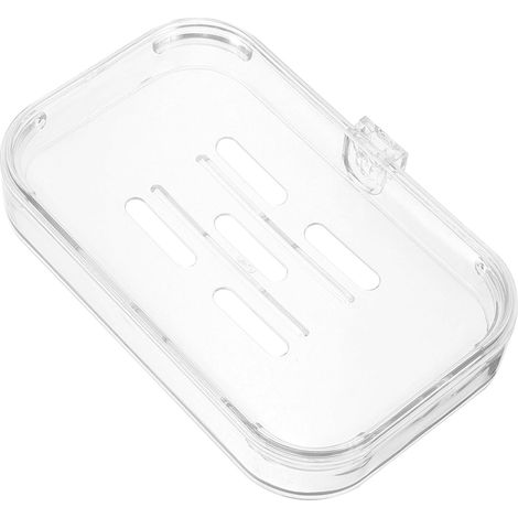 Porte-savon double couche en plastique transparent avec bac d'égouttage et système d'évacuation d'ea (1/5)