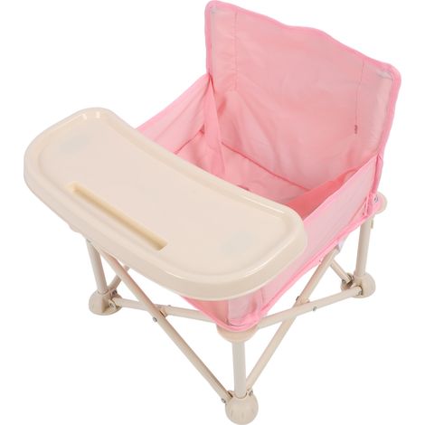 Rehausseur de voyage avec tablette amovible pour bébé, idéal pour les repas à la table, le camping, la plage et les voyages. Pliable et portable, il est doté d'un harnais de sécurité et est idéal pour (1/5)