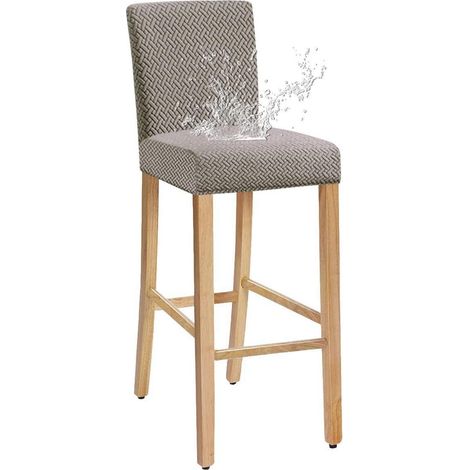 Barhockerbezug dehnbar abnehmbar wasserdicht für kurze Rückenlehne 6er-Set Taupe (1/5)