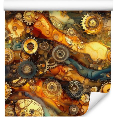 Papier peint encre or, ocre et rouille pour salon et chambre 50x1000 cm (1/5)