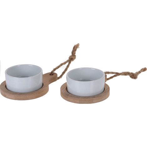 BOLS CON BANDEJA BAMBU SET 2 UNIDADES