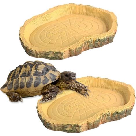 2 pièces Bol d'alimentation pour Reptiles Nourriture Tortue terrestre, Nourriture pour Bol pour Reptiles en Feuilles, Bol à Boire pour Maison De Tortue, Bol d'eau pour Reptiles (1/5)