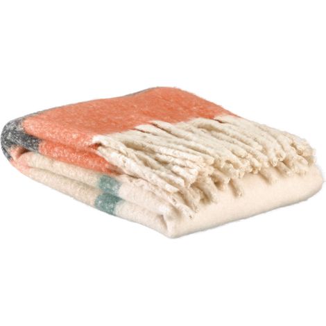VIVARAISE - Plaid rayé Isabel en polyester recyclé châtaigne (130 x 160 cm) (1/5)
