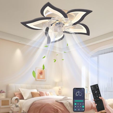 Ventilateur de plafond avec Lumiere et télécommande, 3 températures de couleur et 6 vitesses, silencieux et réglable Ventilateur de plafond avec éclairage LED pour chambre et salon (1/5)