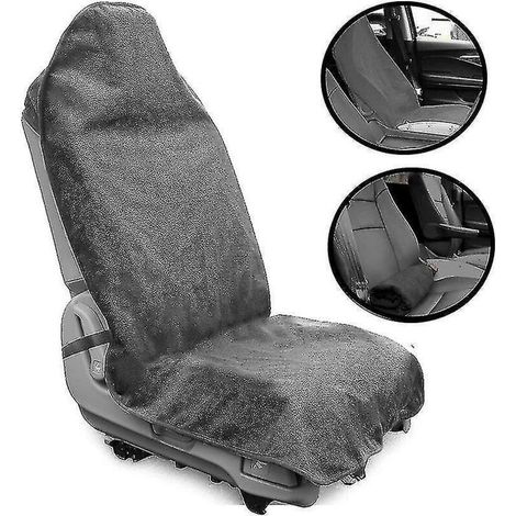 Housse de siège universelle pour voiture, tissu éponge imperméable et absorbant la transpiration, idéale pour le yoga, la natation et la plage, gris doux. (1/4)