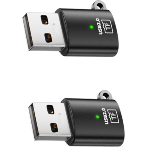 Adaptateur USB vers TF (Pack de 2) - Lecture OTG rapide, Transfert USB2.0, Design compact en alliage d'aluminium + PVC (1/4)